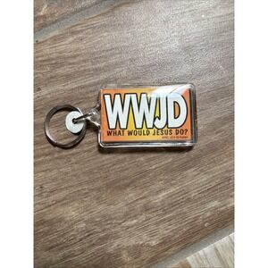 WWJD Key Chain Keyring "What Would Jesus Do?" Keychain New Old Stock Vtg Orange